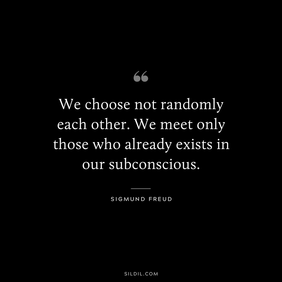 We choose not randomly each other. We meet only those who already exists in our subconscious. ― Sigmund Frued