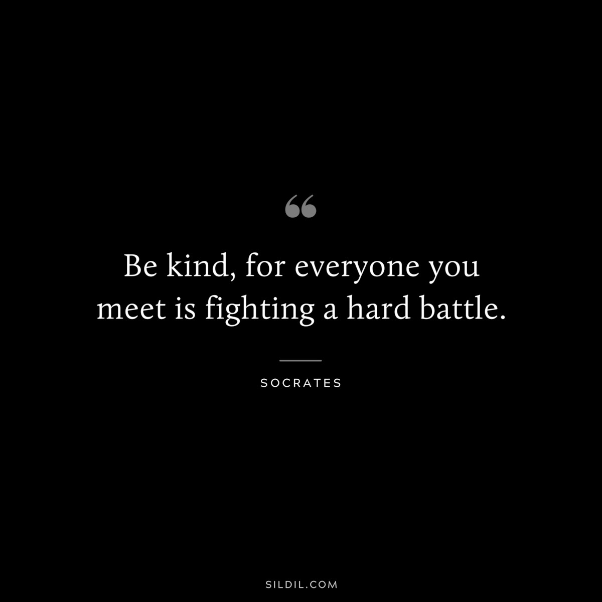 Be kind, for everyone you meet is fighting a hard battle. ― Socrates