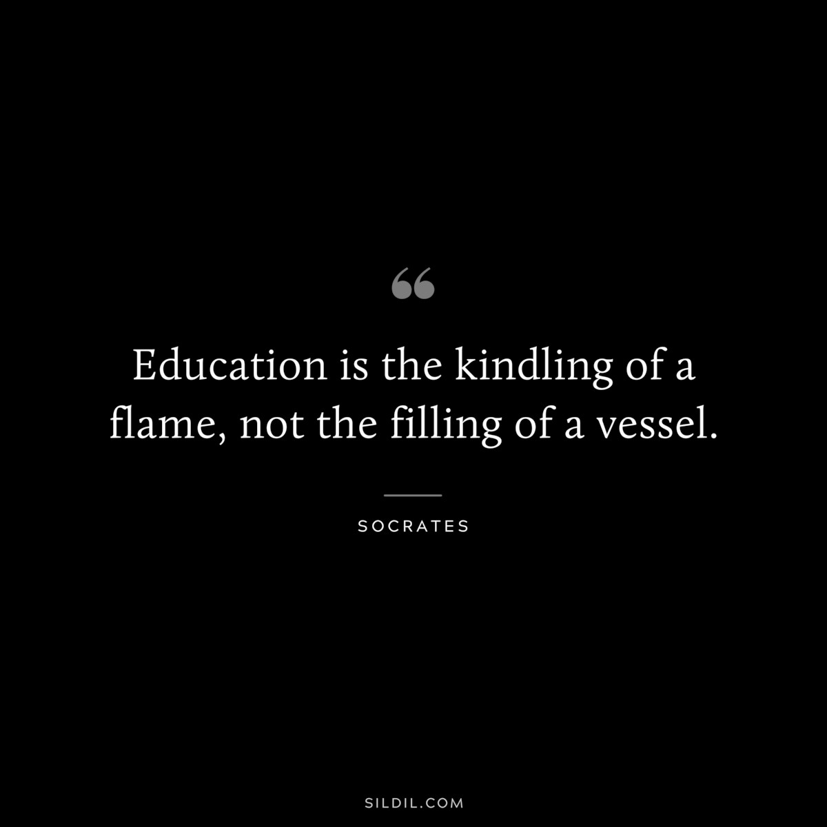 Education is the kindling of a flame, not the filling of a vessel. ― Socrates
