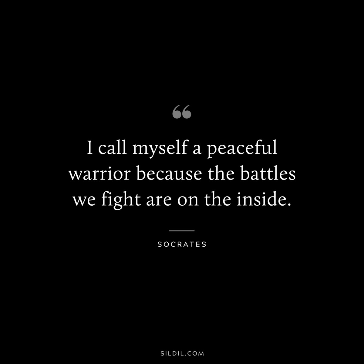I call myself a peaceful warrior because the battles we fight are on the inside. ― Socrates