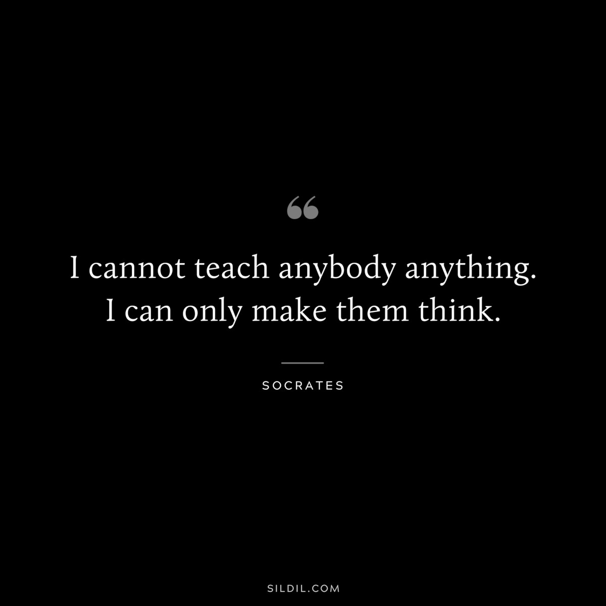 I cannot teach anybody anything. I can only make them think. ― Socrates