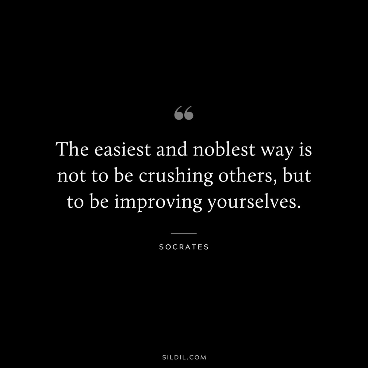 The easiest and noblest way is not to be crushing others, but to be improving yourselves. ― Socrates