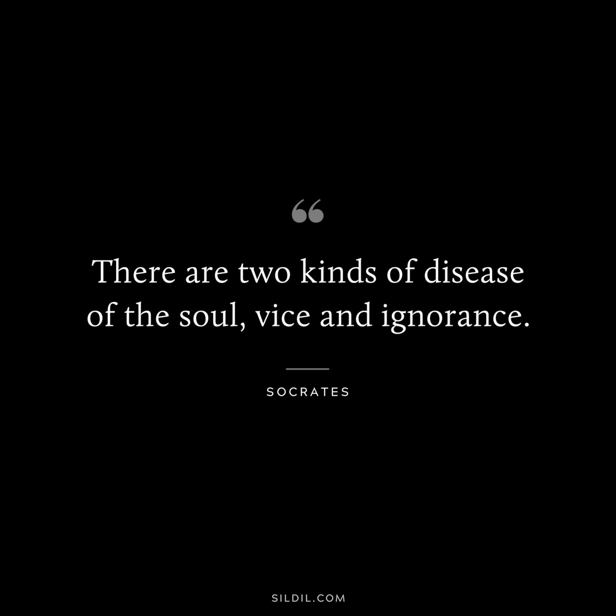 There are two kinds of disease of the soul, vice and ignorance. ― Socrates