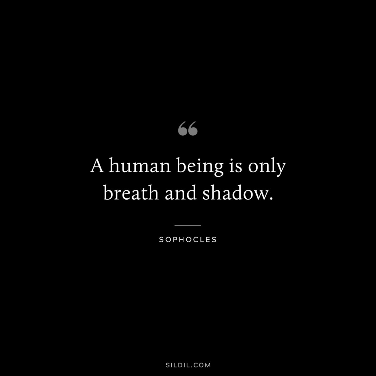 A human being is only breath and shadow. ― Sophocles