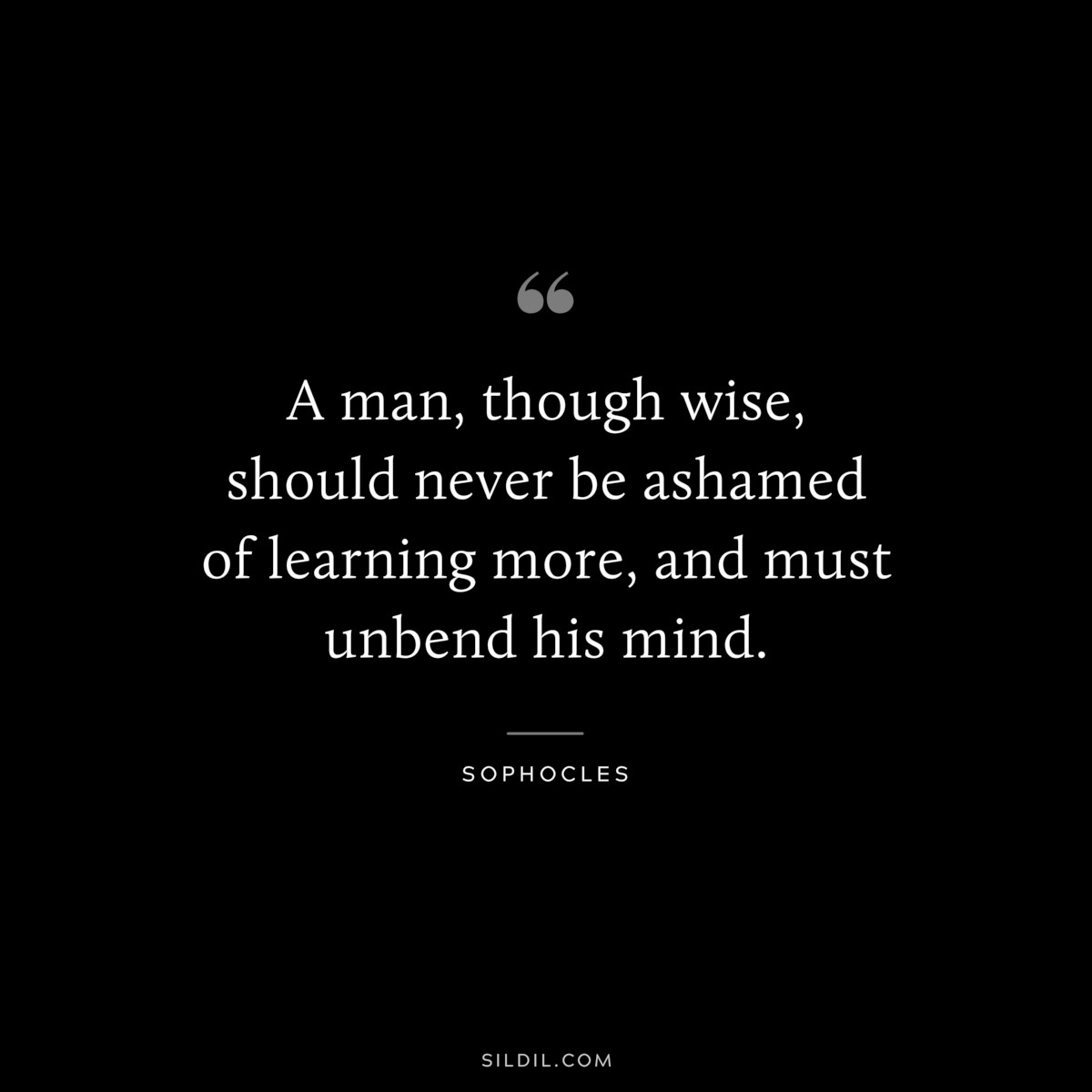 A man, though wise, should never be ashamed of learning more, and must unbend his mind. ― Sophocles