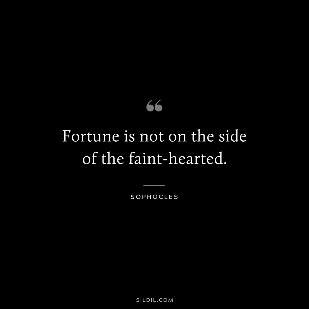 Fortune is not on the side of the faint-hearted. ― Sophocles