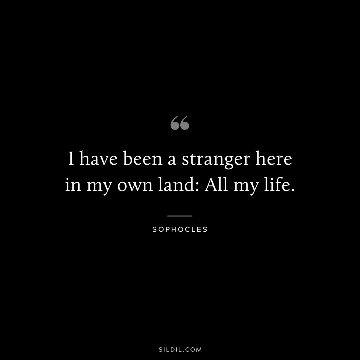 I have been a stranger here in my own land: All my life. ― Sophocles
