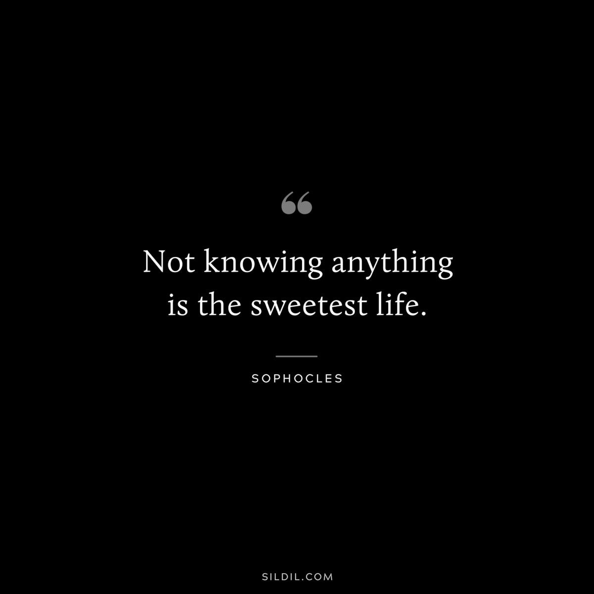 Not knowing anything is the sweetest life. ― Sophocles