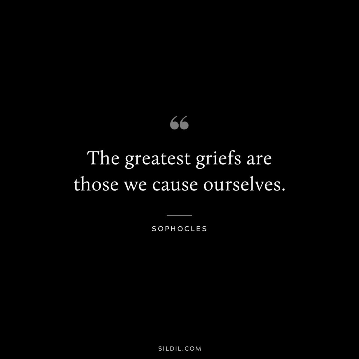 The greatest griefs are those we cause ourselves. ― Sophocles