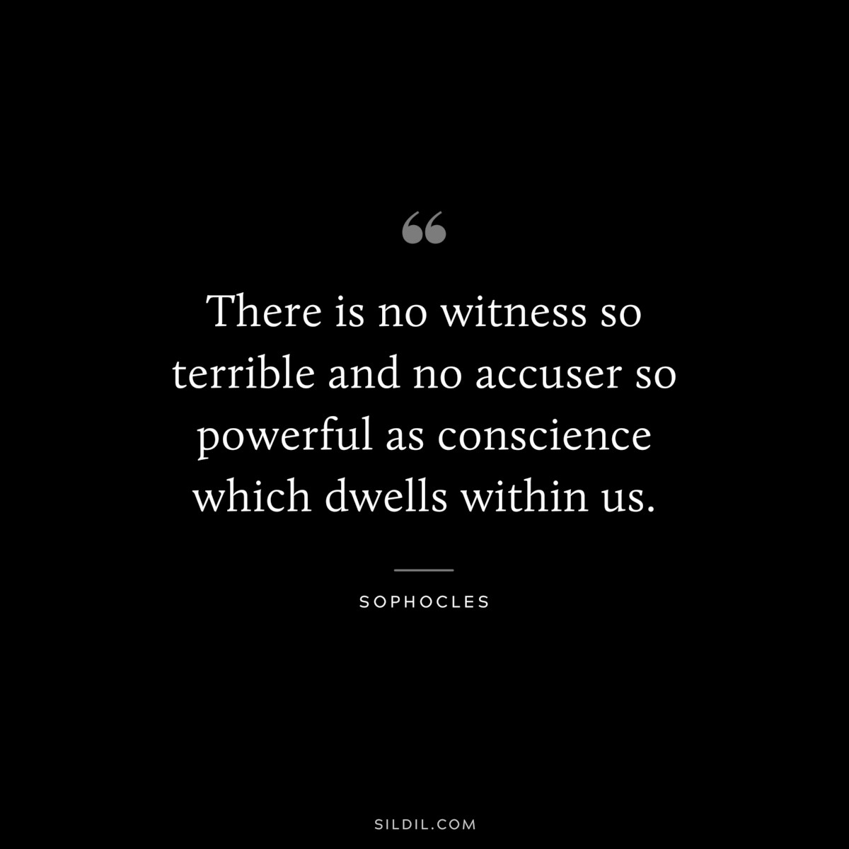 There is no witness so terrible and no accuser so powerful as conscience which dwells within us. ― Sophocles