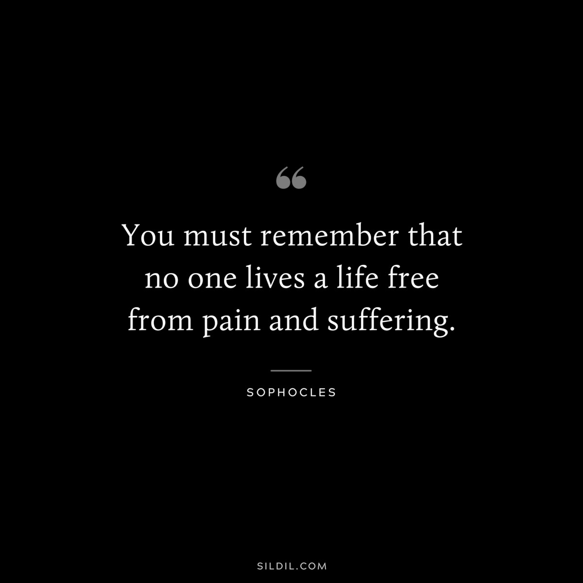 You must remember that no one lives a life free from pain and suffering. ― Sophocles
