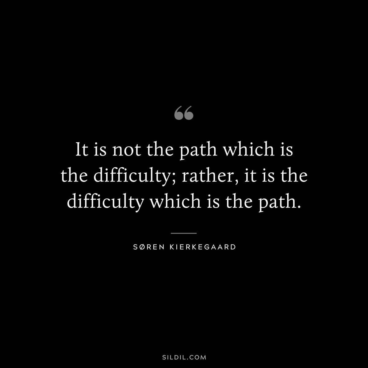 It is not the path which is the difficulty; rather, it is the difficulty which is the path. ― Søren Kierkegaard