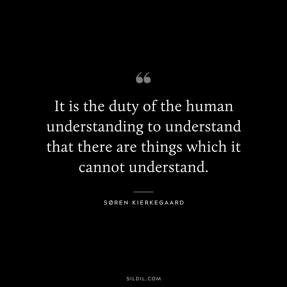 It is the duty of the human understanding to understand that there are things which it cannot understand. ― Søren Kierkegaard