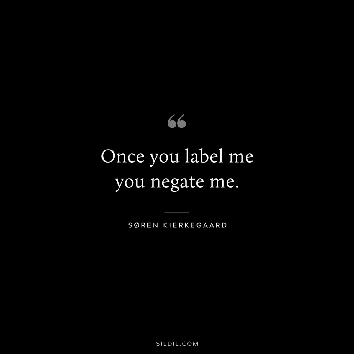 Once you label me you negate me. ― Søren Kierkegaard