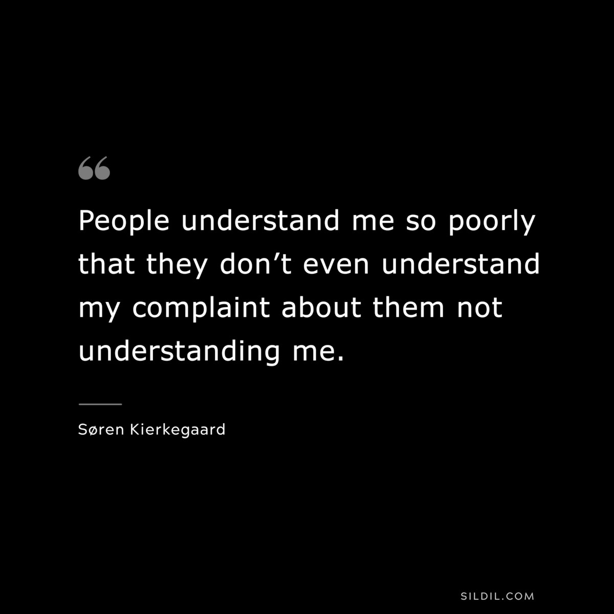 People understand me so poorly that they don’t even understand my complaint about them not understanding me. ― Søren Kierkegaard