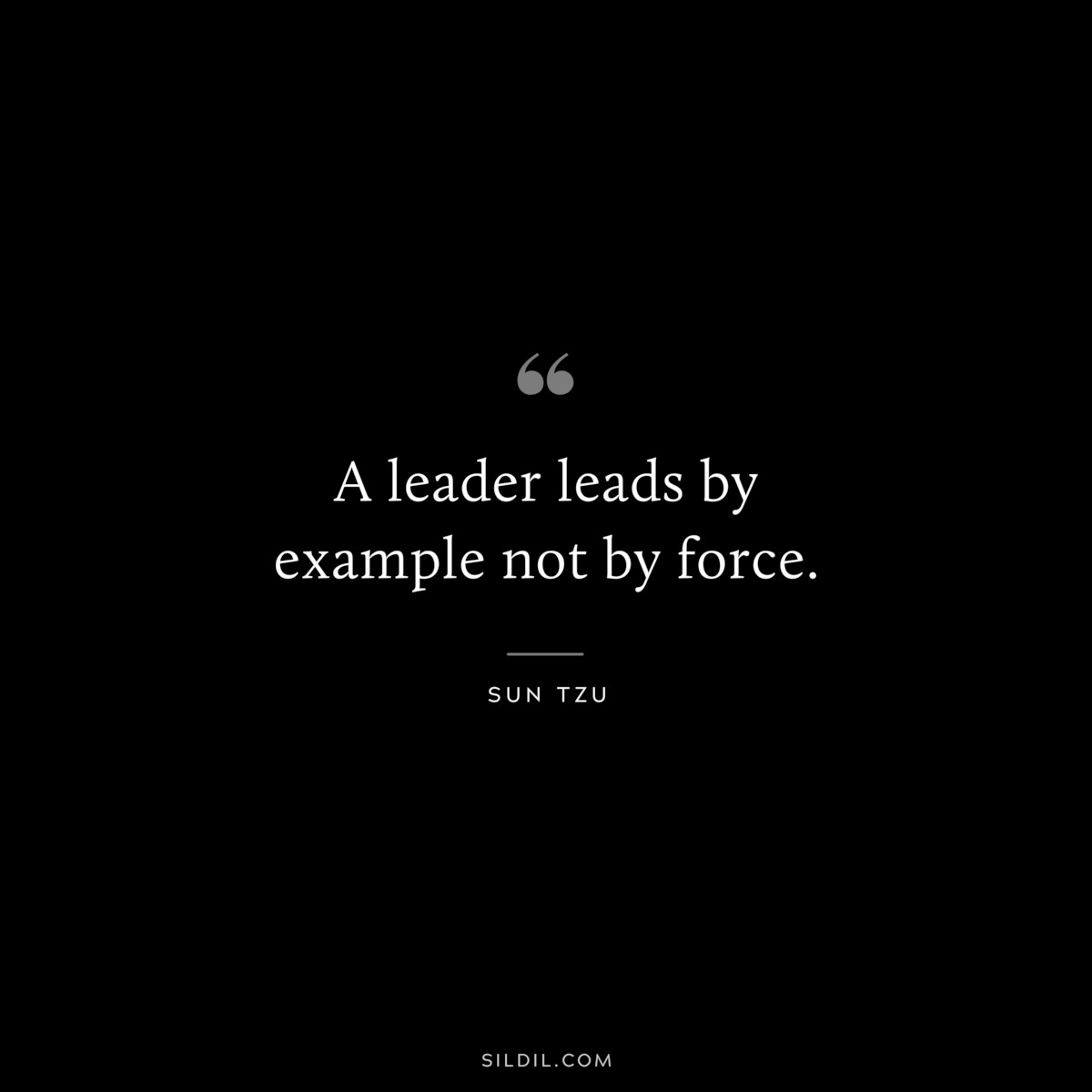 A leader leads by example not by force.― Sun Tzu