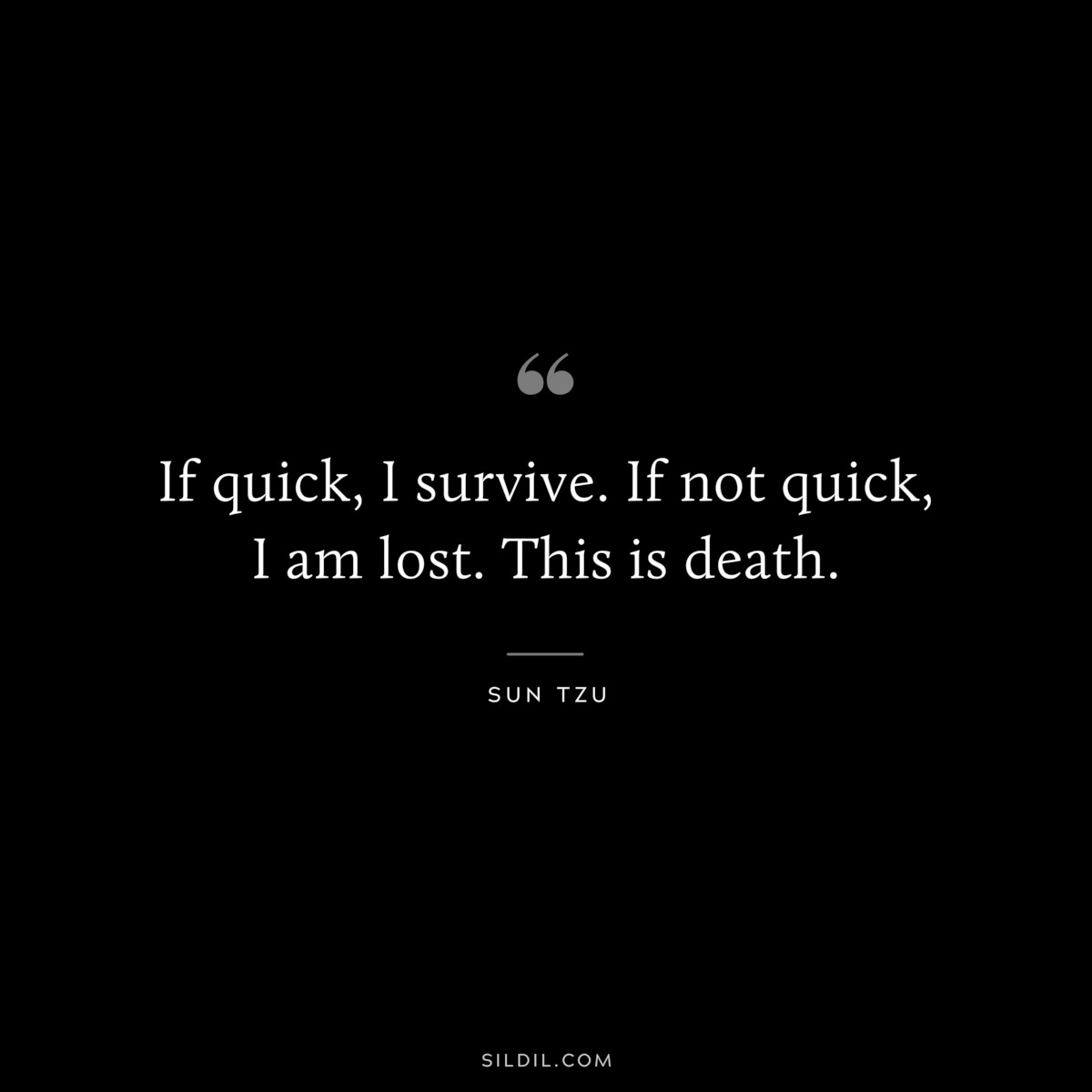 If quick, I survive. If not quick, I am lost. This is death.― Sun Tzu