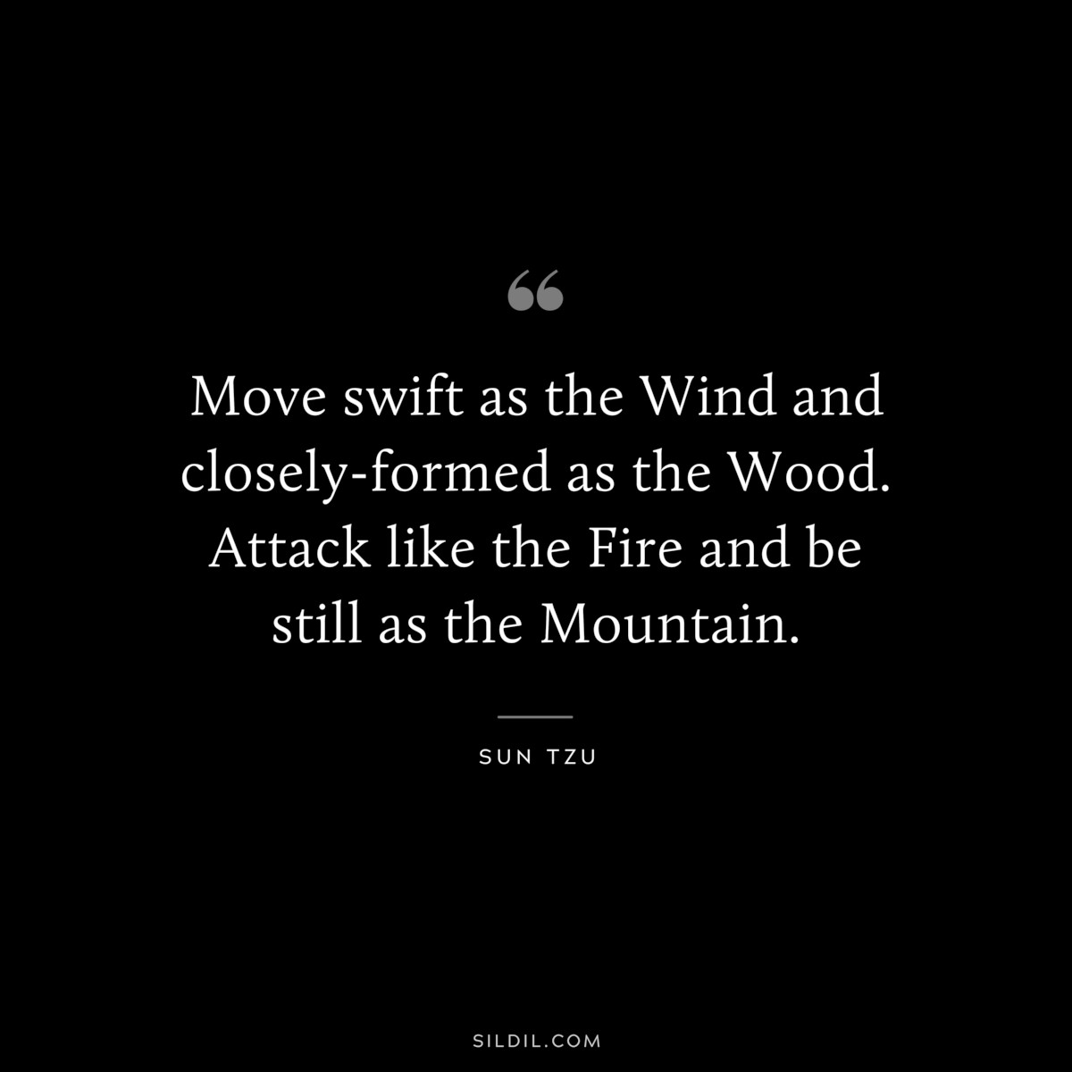 Move swift as the Wind and closely-formed as the Wood. Attack like the Fire and be still as the Mountain.― Sun Tzu