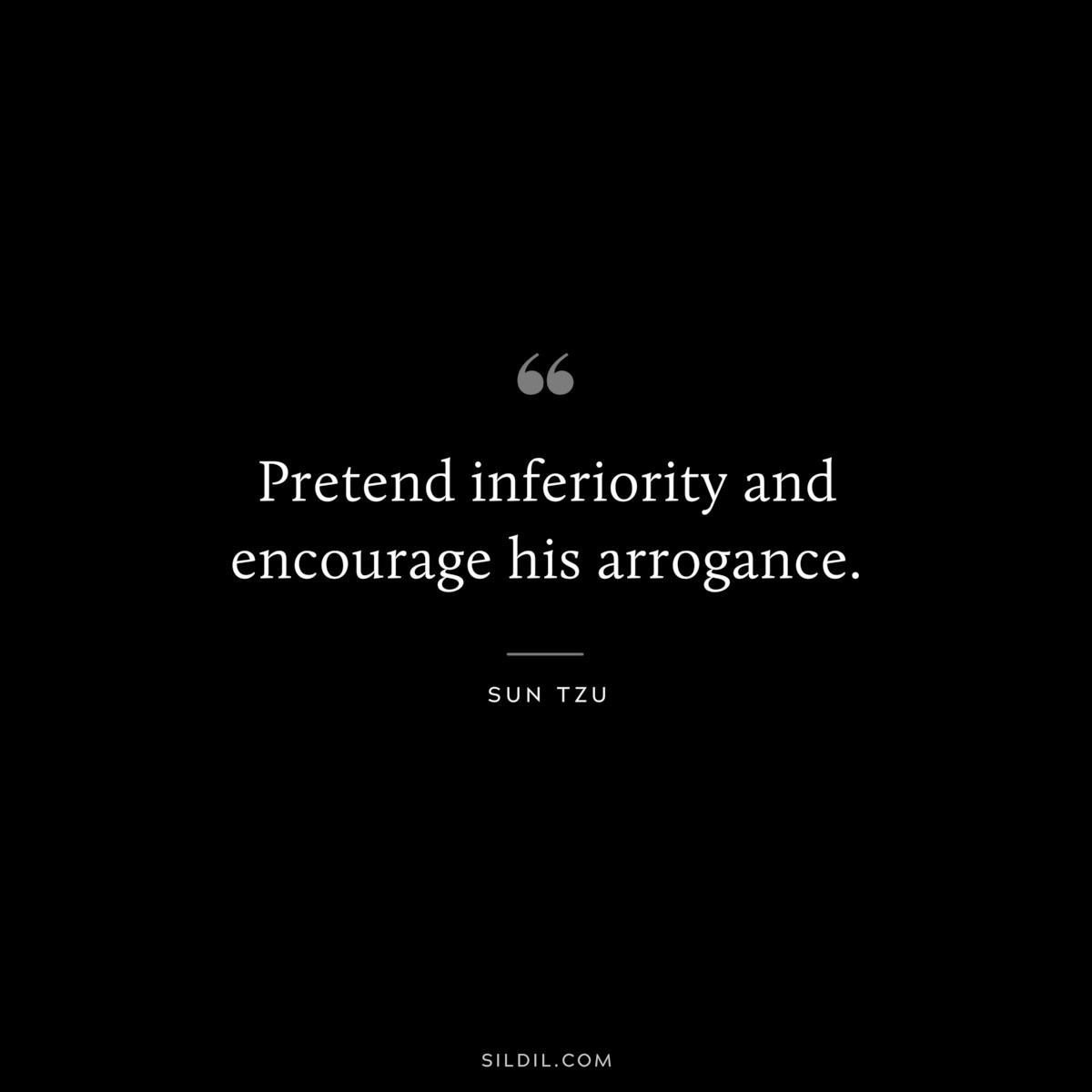 Pretend inferiority and encourage his arrogance.― Sun Tzu
