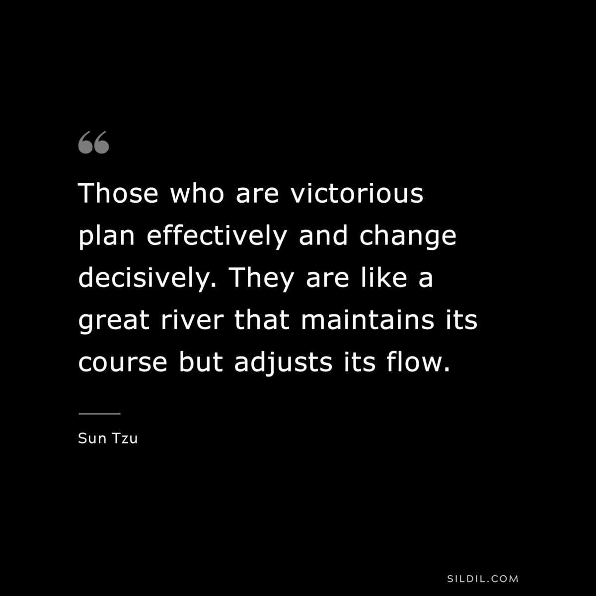 Those who are victorious plan effectively and change decisively. They are like a great river that maintains its course but adjusts its flow.― Sun Tzu