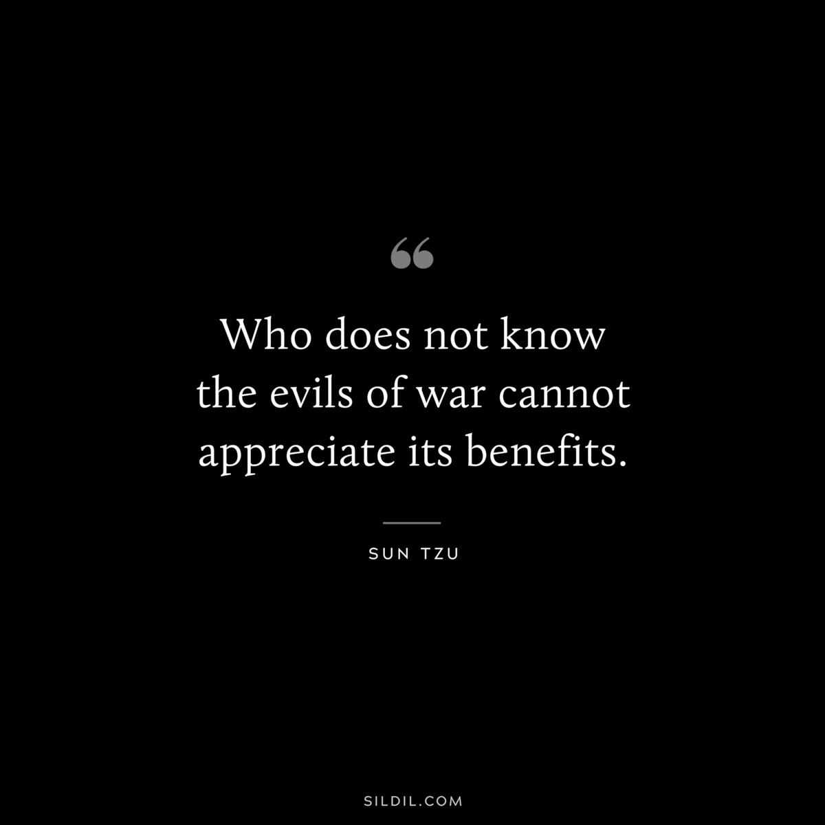 Who does not know the evils of war cannot appreciate its benefits.― Sun Tzu