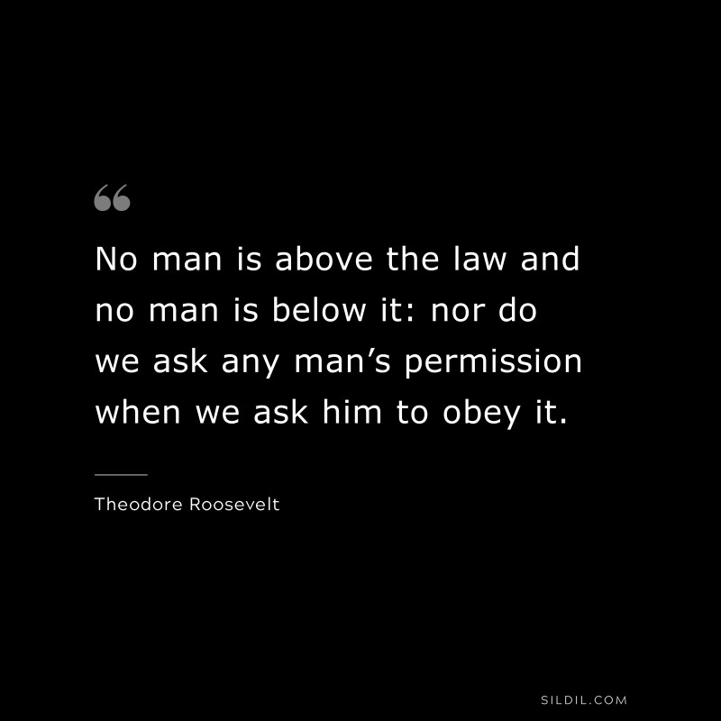 No man is above the law and no man is below it: nor do we ask any man’s permission when we ask him to obey it.