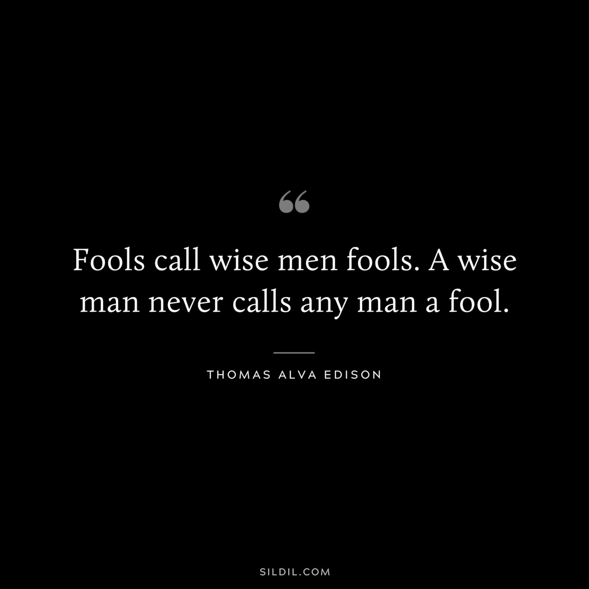 Fools call wise men fools. A wise man never calls any man a fool. ― Thomas Alva Edison