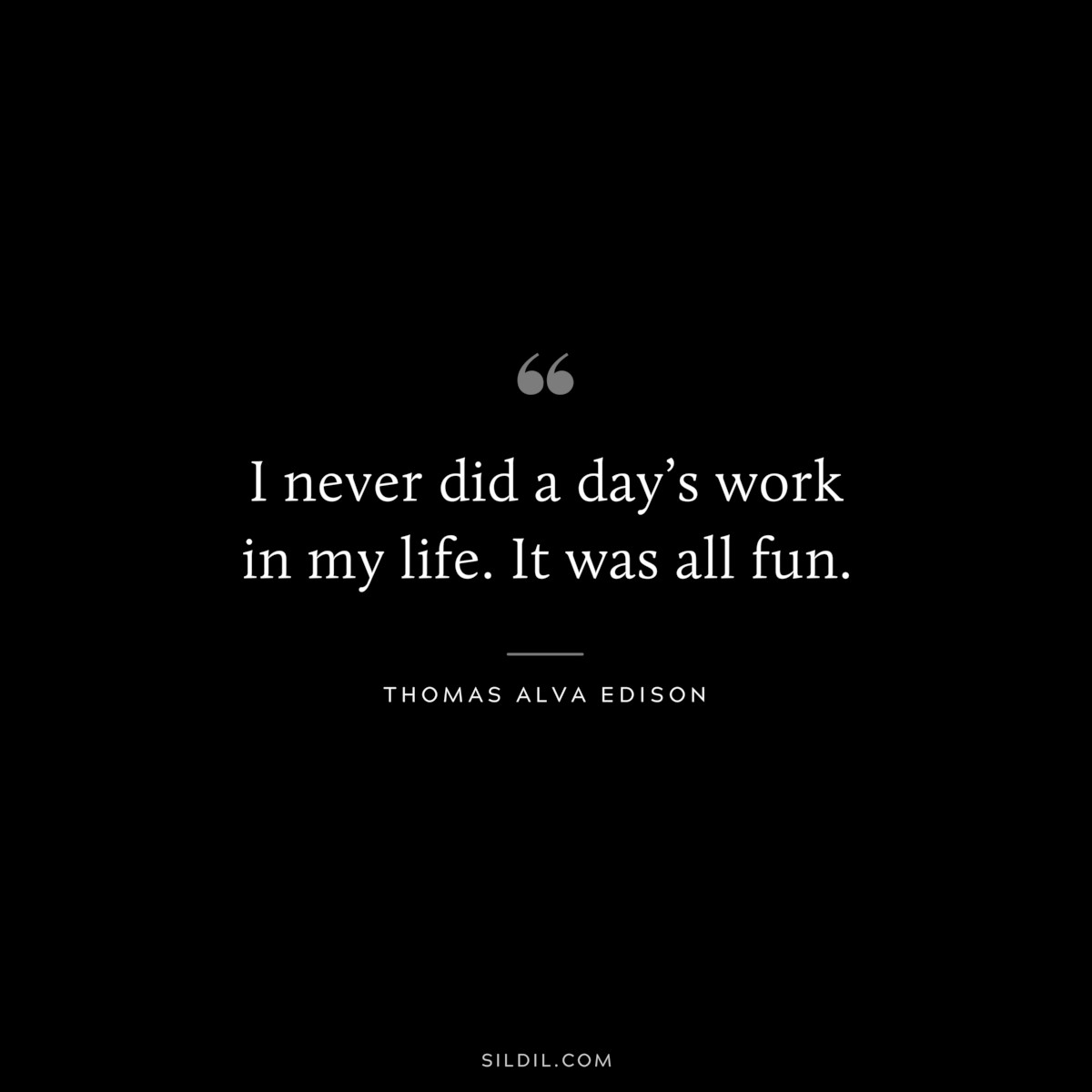 I never did a day’s work in my life. It was all fun. ― Thomas Alva Edison