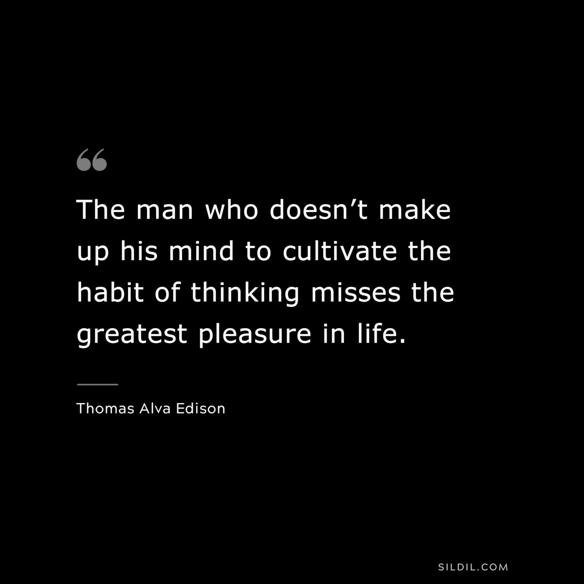 The man who doesn’t make up his mind to cultivate the habit of thinking misses the greatest pleasure in life. ― Thomas Alva Edison