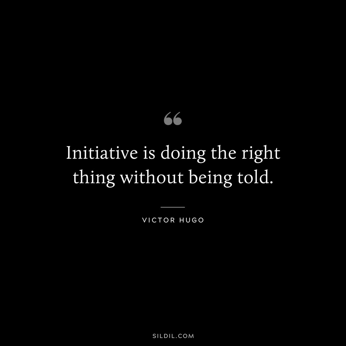 Initiative is doing the right thing without being told.― Victor Hugo
