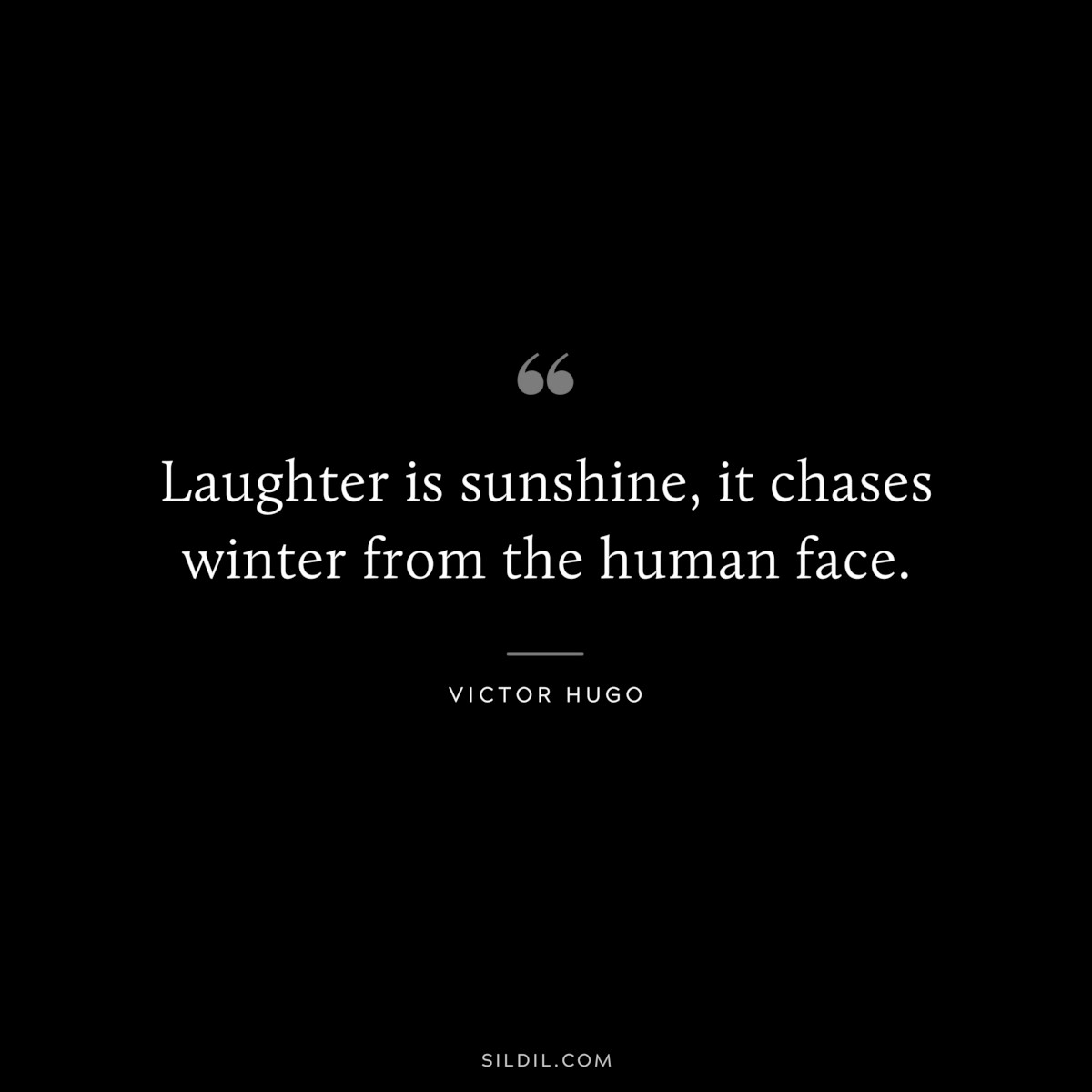Laughter is sunshine, it chases winter from the human face.― Victor Hugo