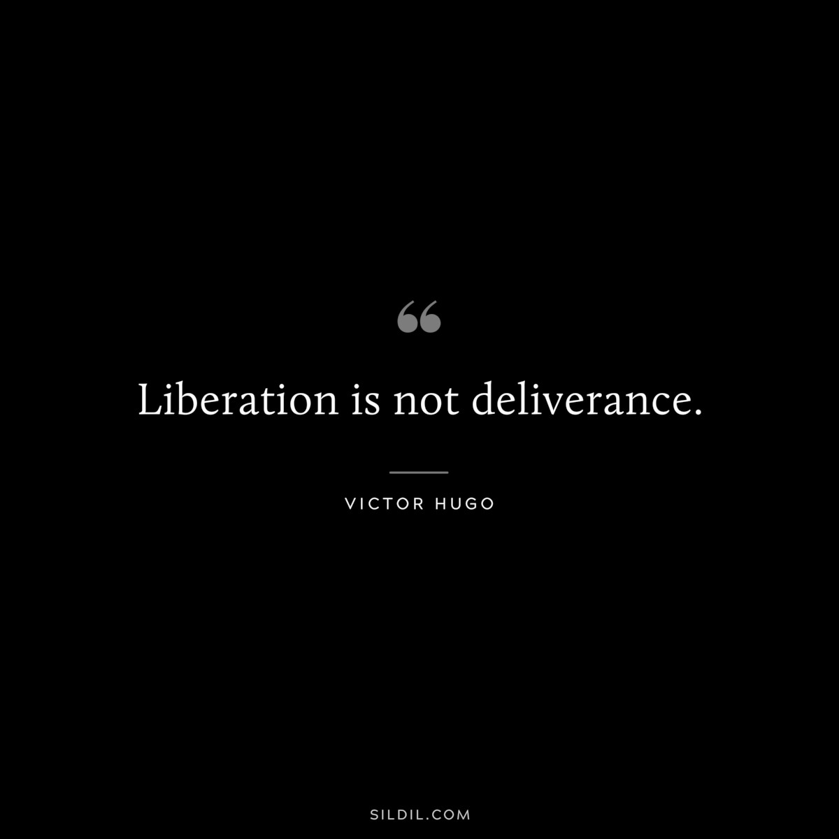 Liberation is not deliverance.― Victor Hugo