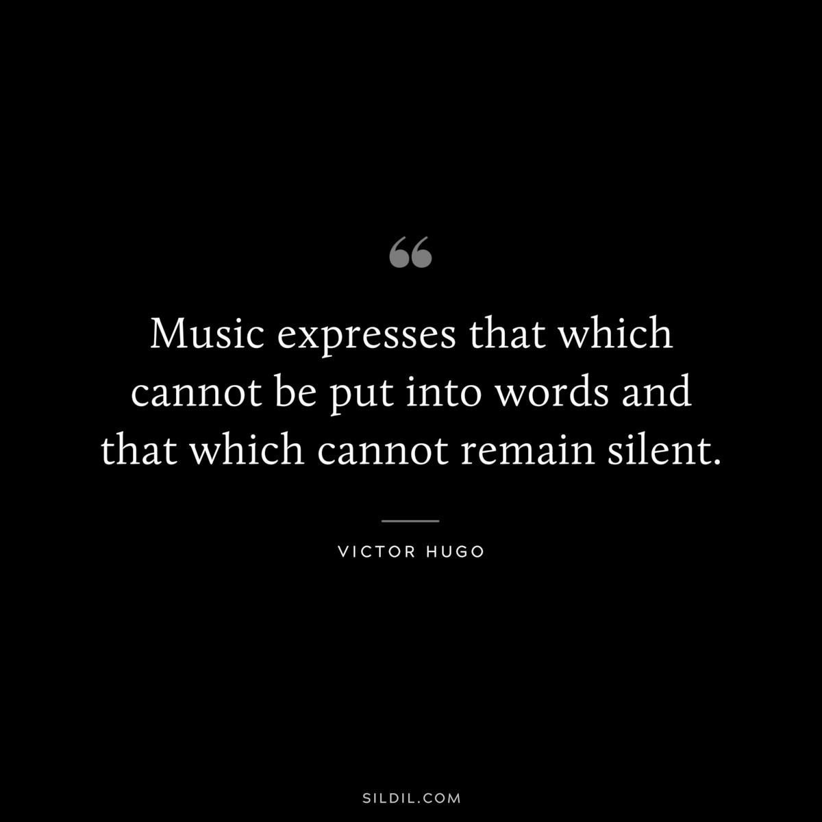 Music expresses that which cannot be put into words and that which cannot remain silent.― Victor Hugo