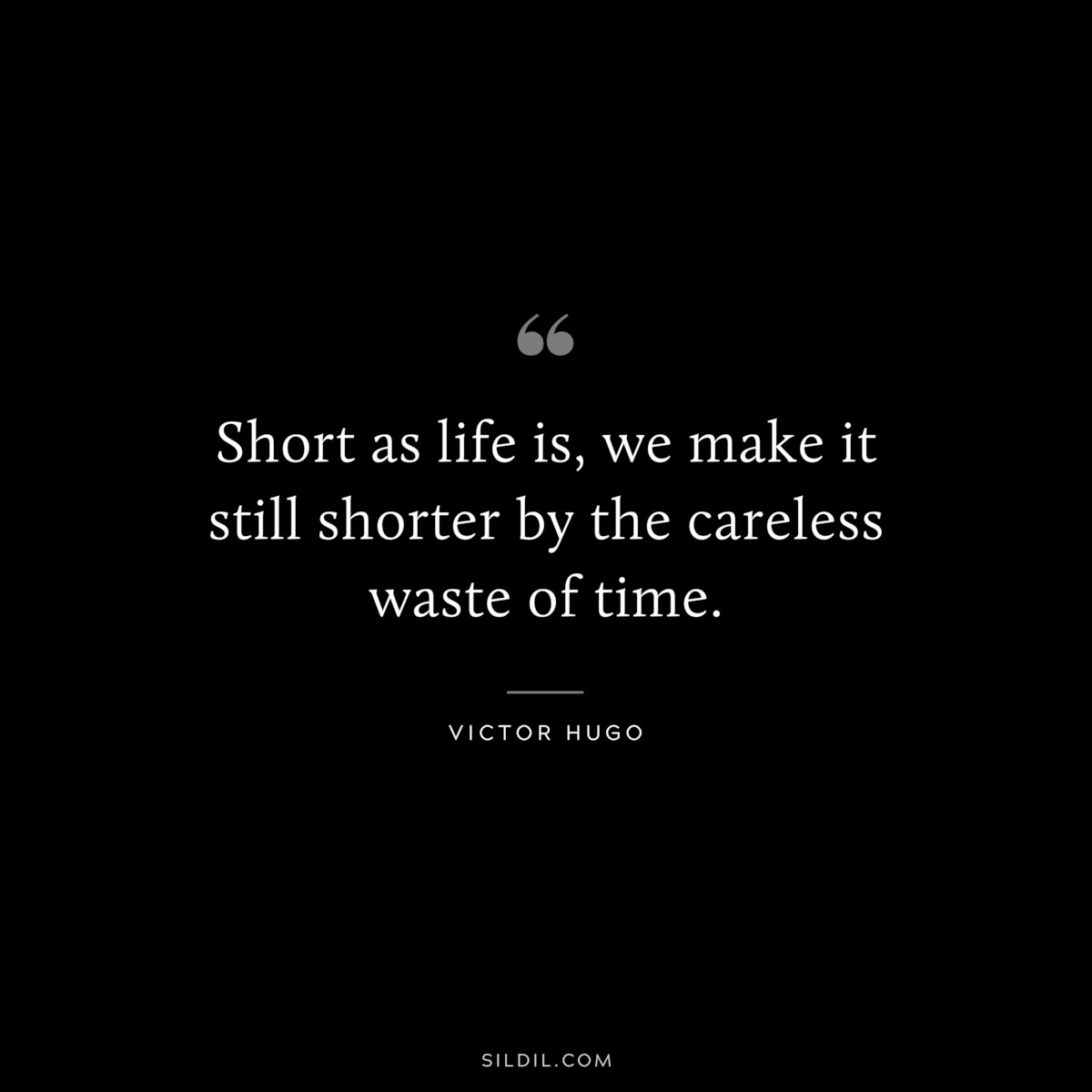 Short as life is, we make it still shorter by the careless waste of time.― Victor Hugo