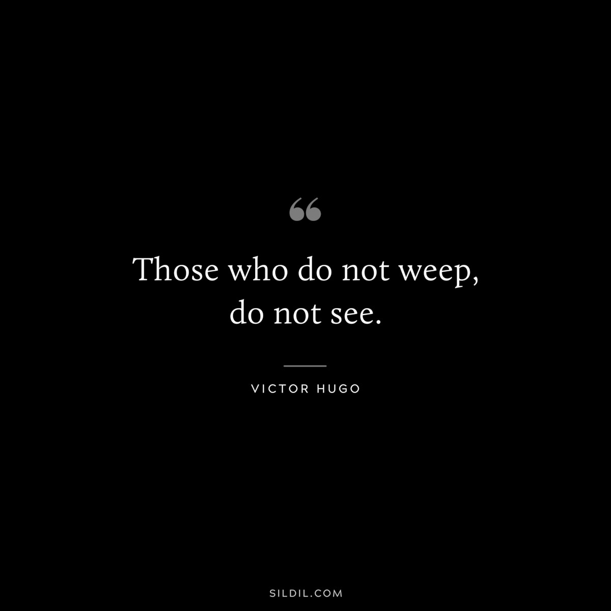 Those who do not weep, do not see.― Victor Hugo