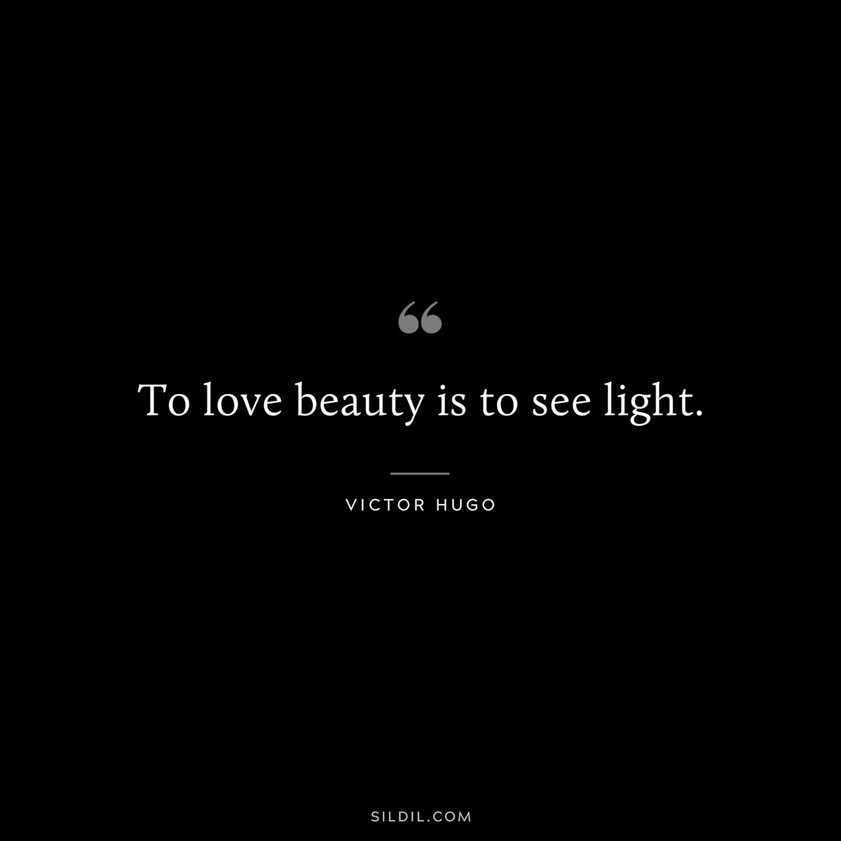 To love beauty is to see light.― Victor Hugo