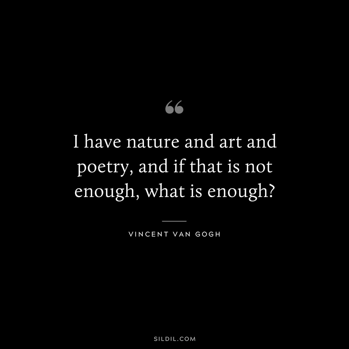 I have nature and art and poetry, and if that is not enough, what is enough? ― Vincent van Gogh