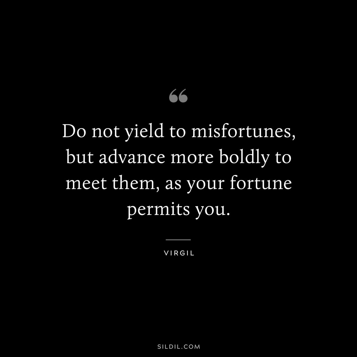 Do not yield to misfortunes, but advance more boldly to meet them, as your fortune permits you. ― Virgil