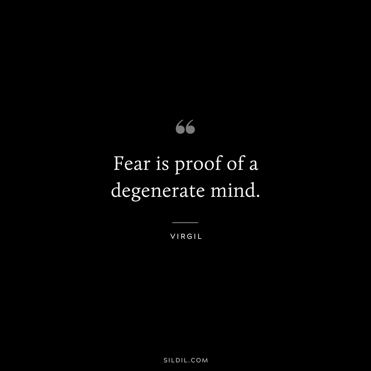 Fear is proof of a degenerate mind. ― Virgil