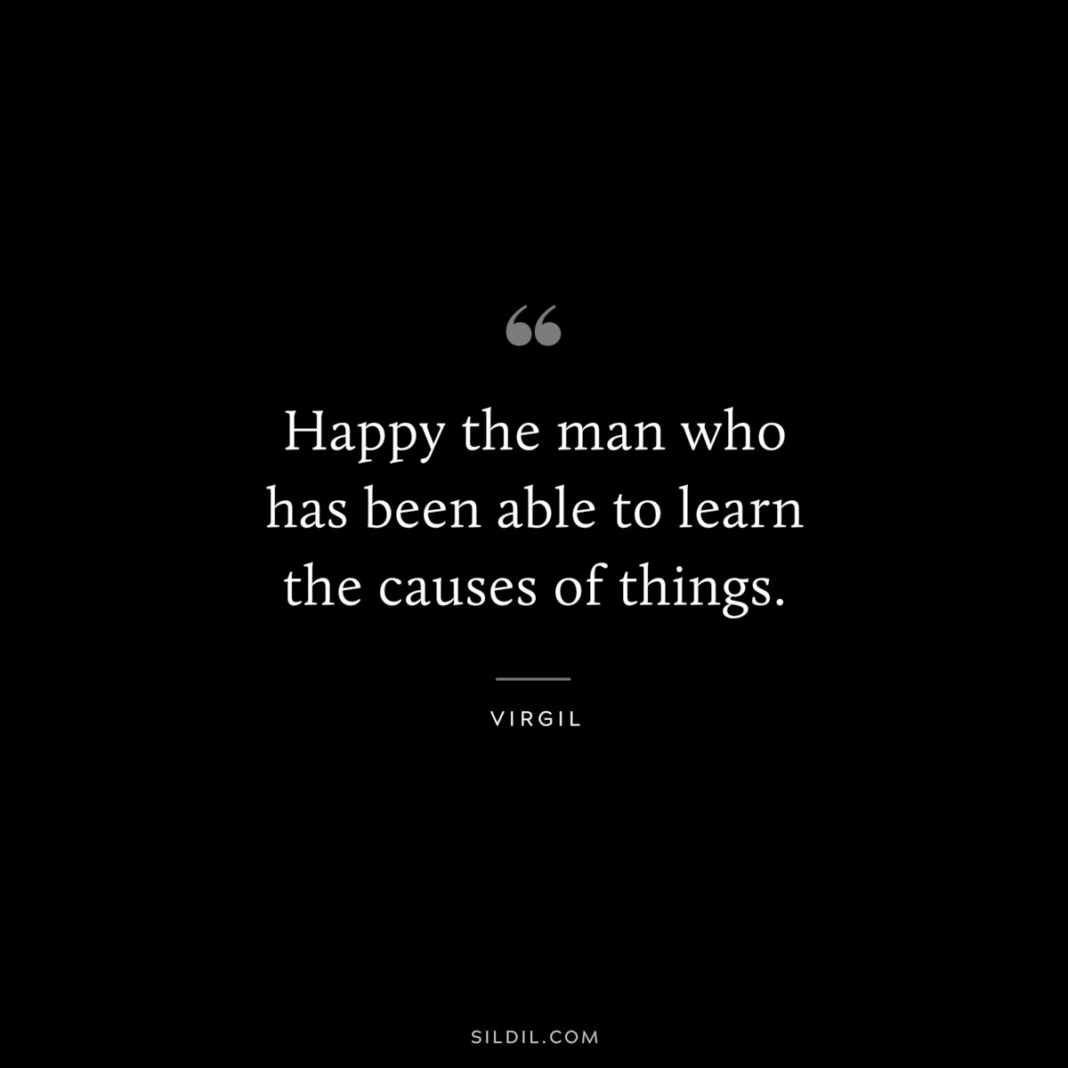 Happy the man who has been able to learn the causes of things. ― Virgil