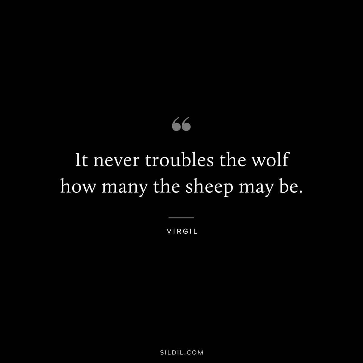 It never troubles the wolf how many the sheep may be. ― Virgil