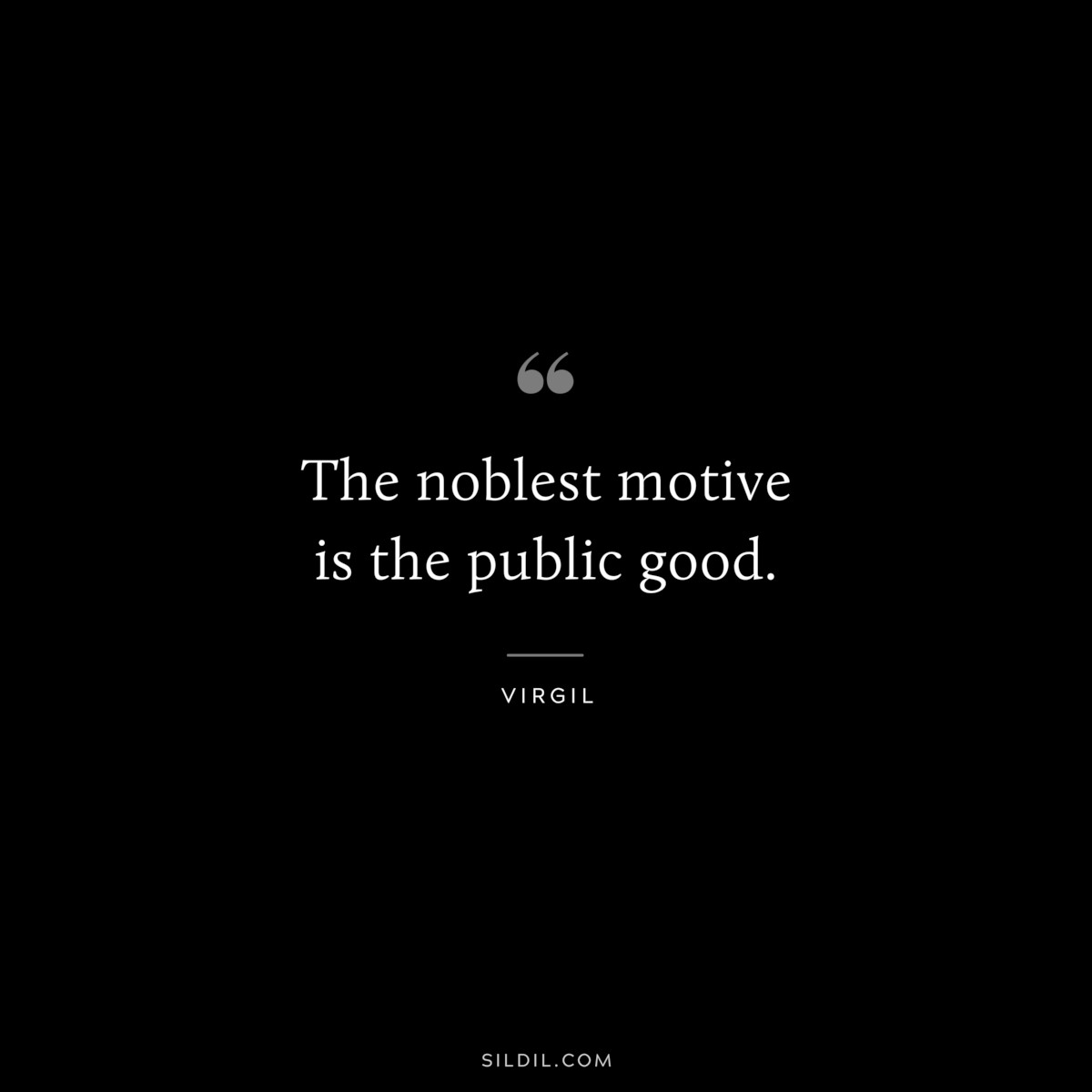 The noblest motive is the public good. ― Virgil
