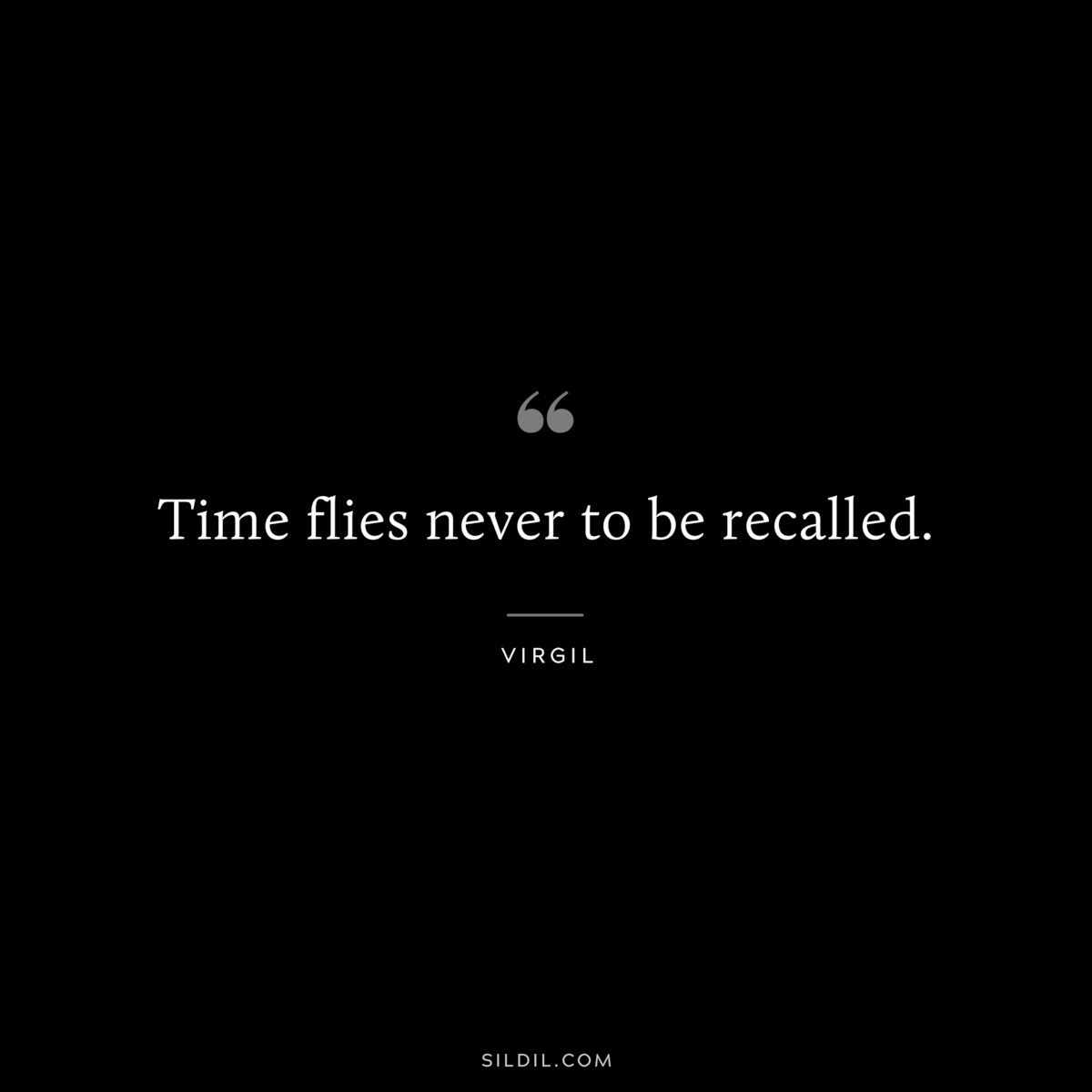 Time flies never to be recalled. ― Virgil