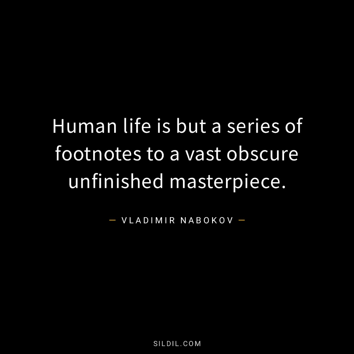 Human life is but a series of footnotes to a vast obscure unfinished masterpiece.