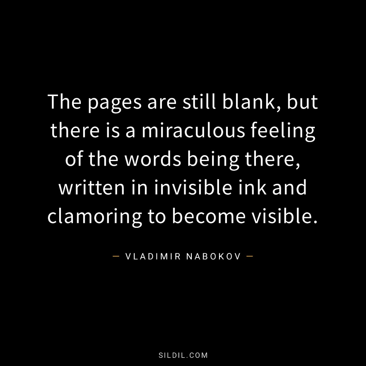 The pages are still blank, but there is a miraculous feeling of the words being there, written in invisible ink and clamoring to become visible.