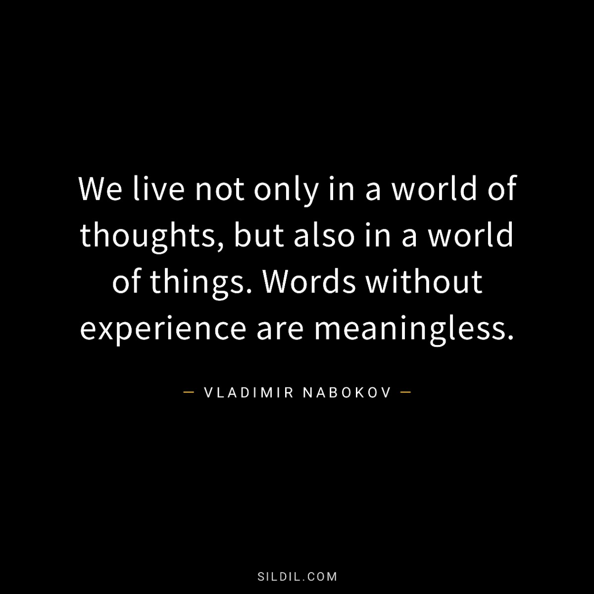 We live not only in a world of thoughts, but also in a world of things. Words without experience are meaningless.