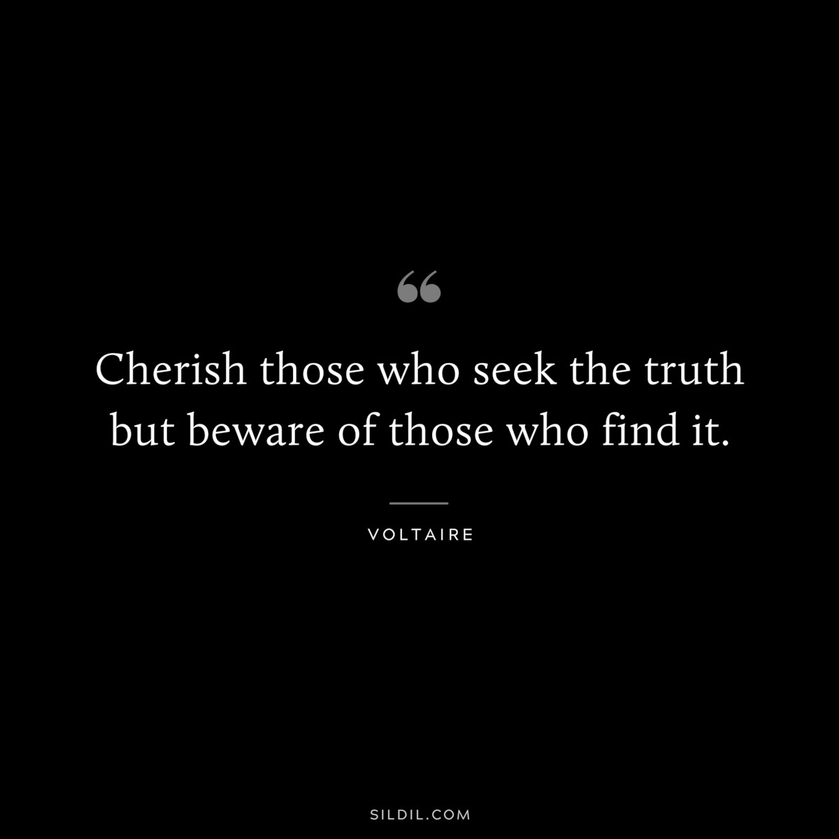 Cherish those who seek the truth but beware of those who find it. ― Voltaire