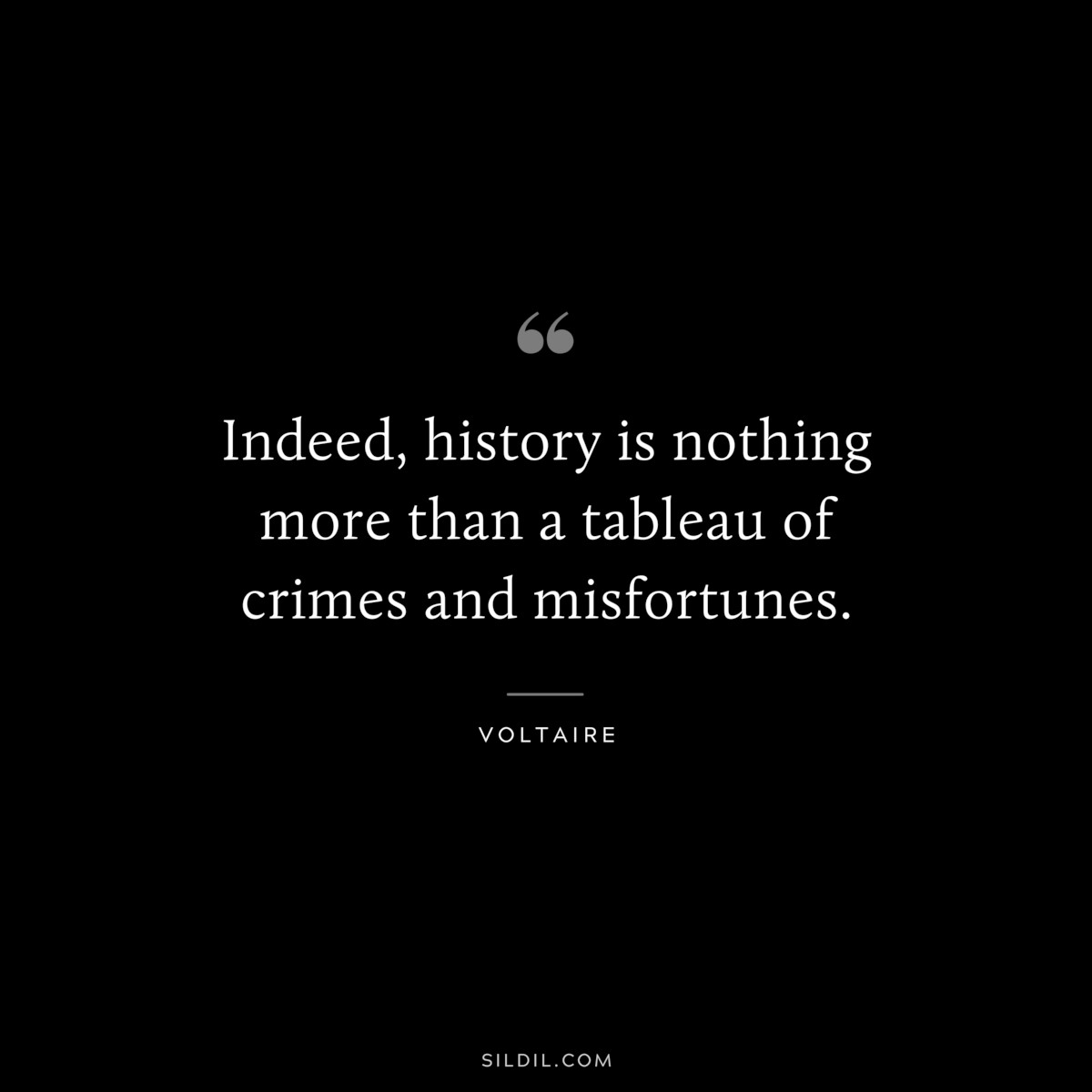 Indeed, history is nothing more than a tableau of crimes and misfortunes. ― Voltaire