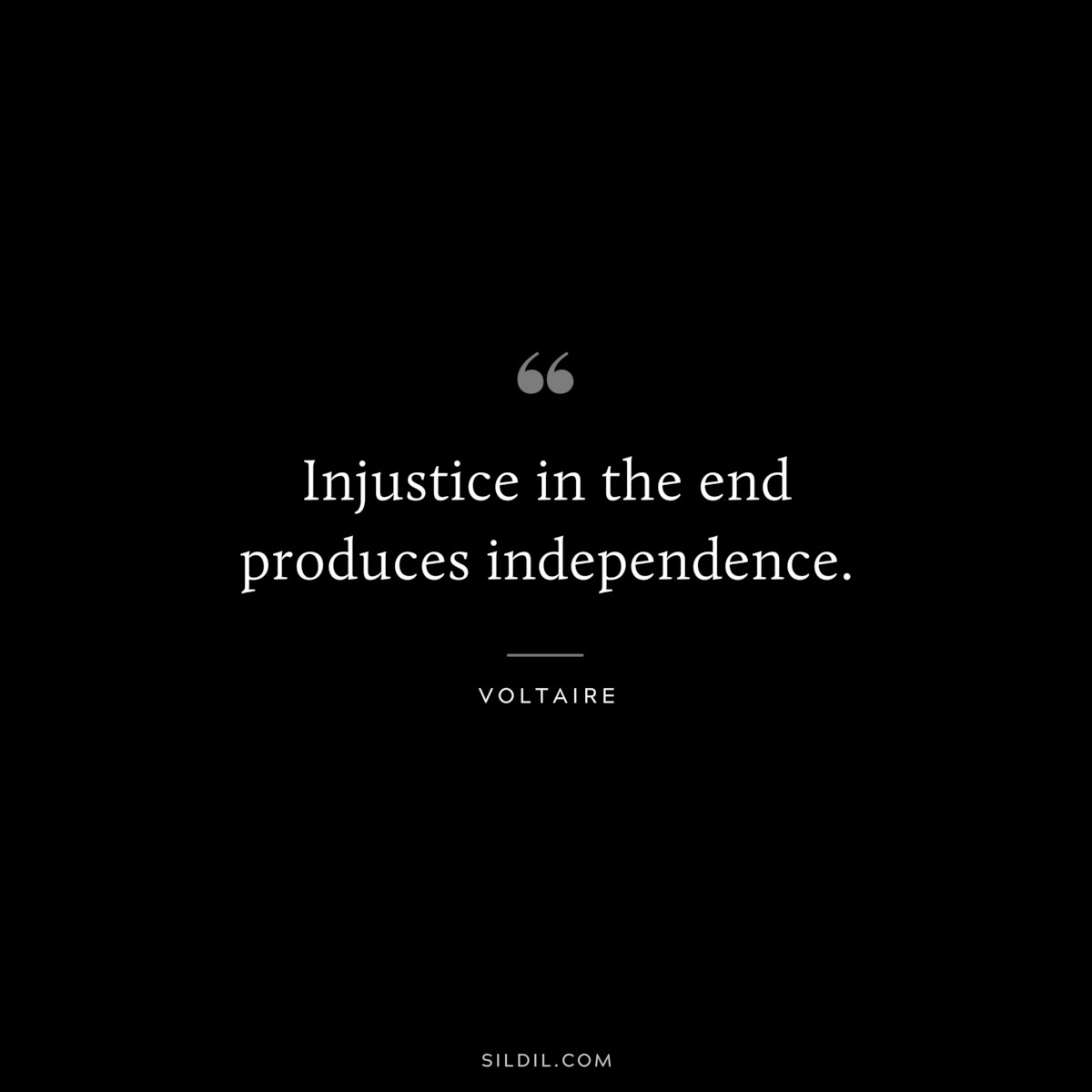 Injustice in the end produces independence. ― Voltaire
