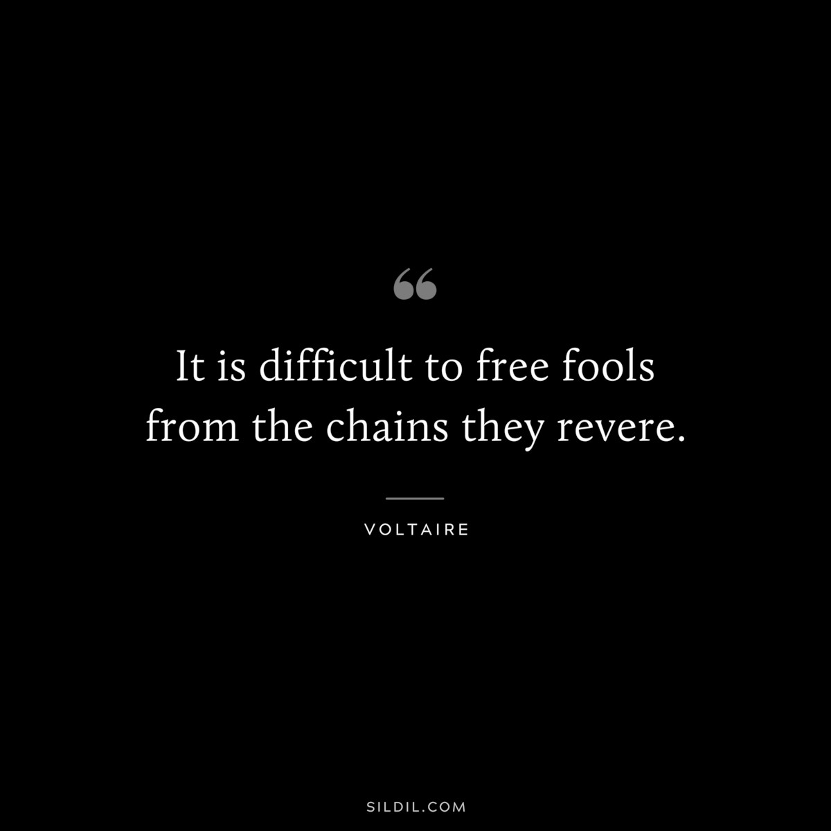 It is difficult to free fools from the chains they revere. ― Voltaire